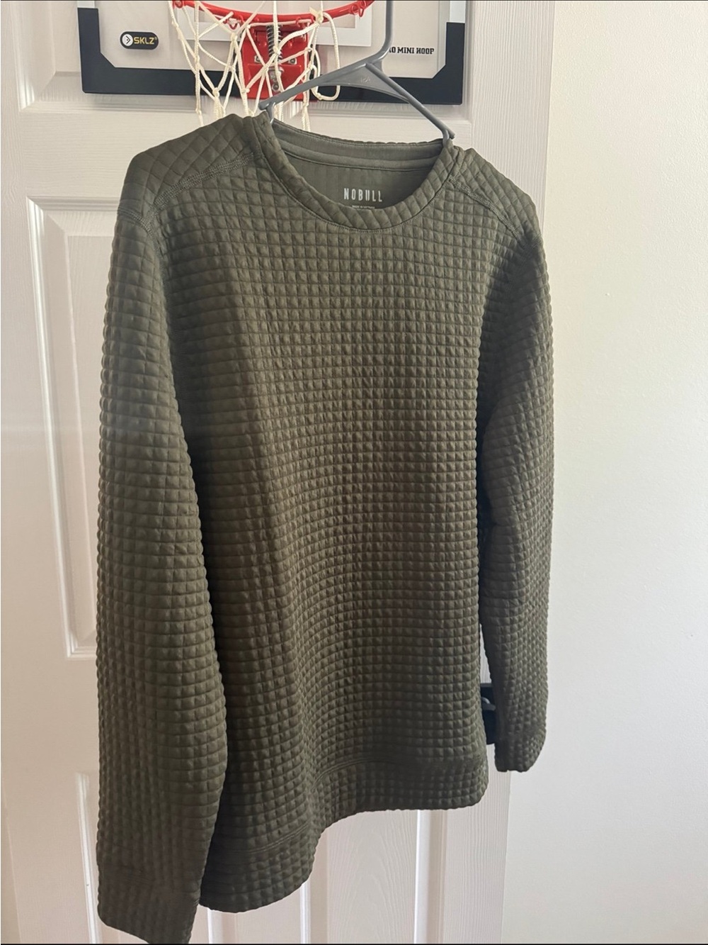 NOBULL Olive Green Quilted Crewneck Sweater